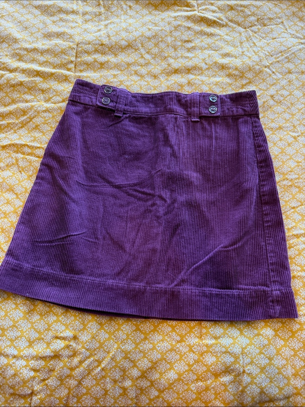 LOFT Purple Plum Corduroy Mini Skirt with Button Detail